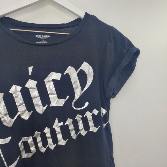 Juicy Couture Big Logo Bling Graphic Baby Tee Black Y2K Short Sleeves - Picture 3 of 5